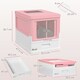 image 7 of PawHut Hooded Cat Litter Box, Pet Toilet w/ Scoop, Tray - Pink Pink