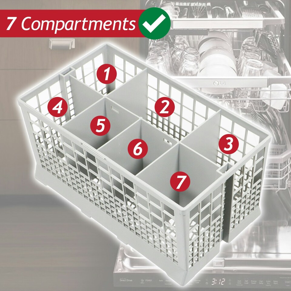 image 1 of SPARES2GO Cutlery Basket Caddy Cage for Bosch Dishwasher (Removable Handle, 240mm)
