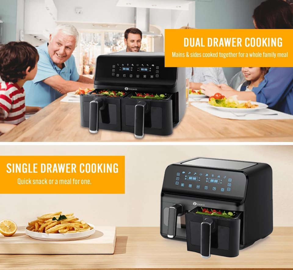 image 1 of PureMate 9 Litre Digital Dual Air Fryer - Black