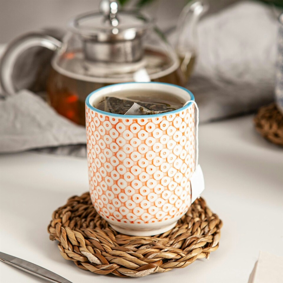 image 1 of Nicola Spring Hand-Printed Tumblers - 280ml - Orange - Pack of 6 Orange