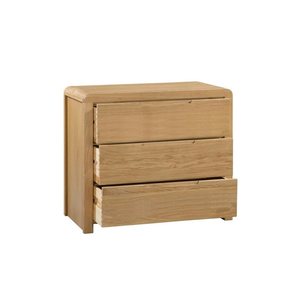 image 1 of Oak Curve 3 Drawer Chest