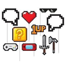 Gaming Party Photo Booth Props - Pack of 10