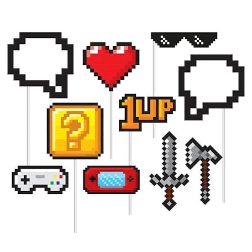 Gaming Party Photo Booth Props - Pack of 10