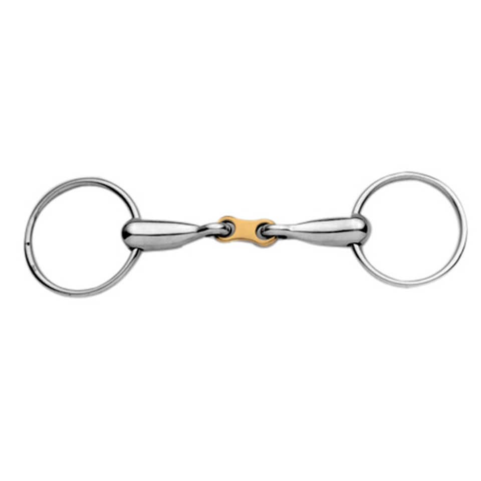 Korsteel Stainless Steel With Copper French Link Loose Ring Snaffle Bit | Silver | Silver | 5in | 1