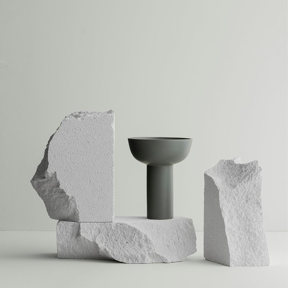 image 1 of Blomus Miyabi Stoneware Vase L - Duck green