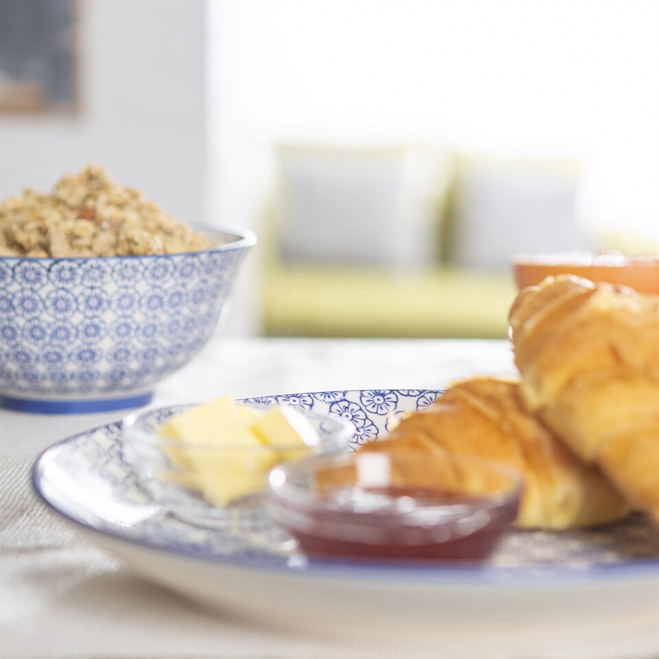 image 1 of Nicola Spring Hand-Printed Dinner Plates - 25.5cm - Navy - Pack of 6 | Blue | Blue