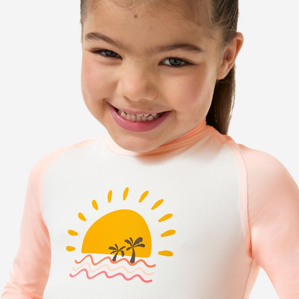 image 1 of Decathlon Baby/Kids’ Swimming Long Sleeve UV-Protection Suit Pink Print