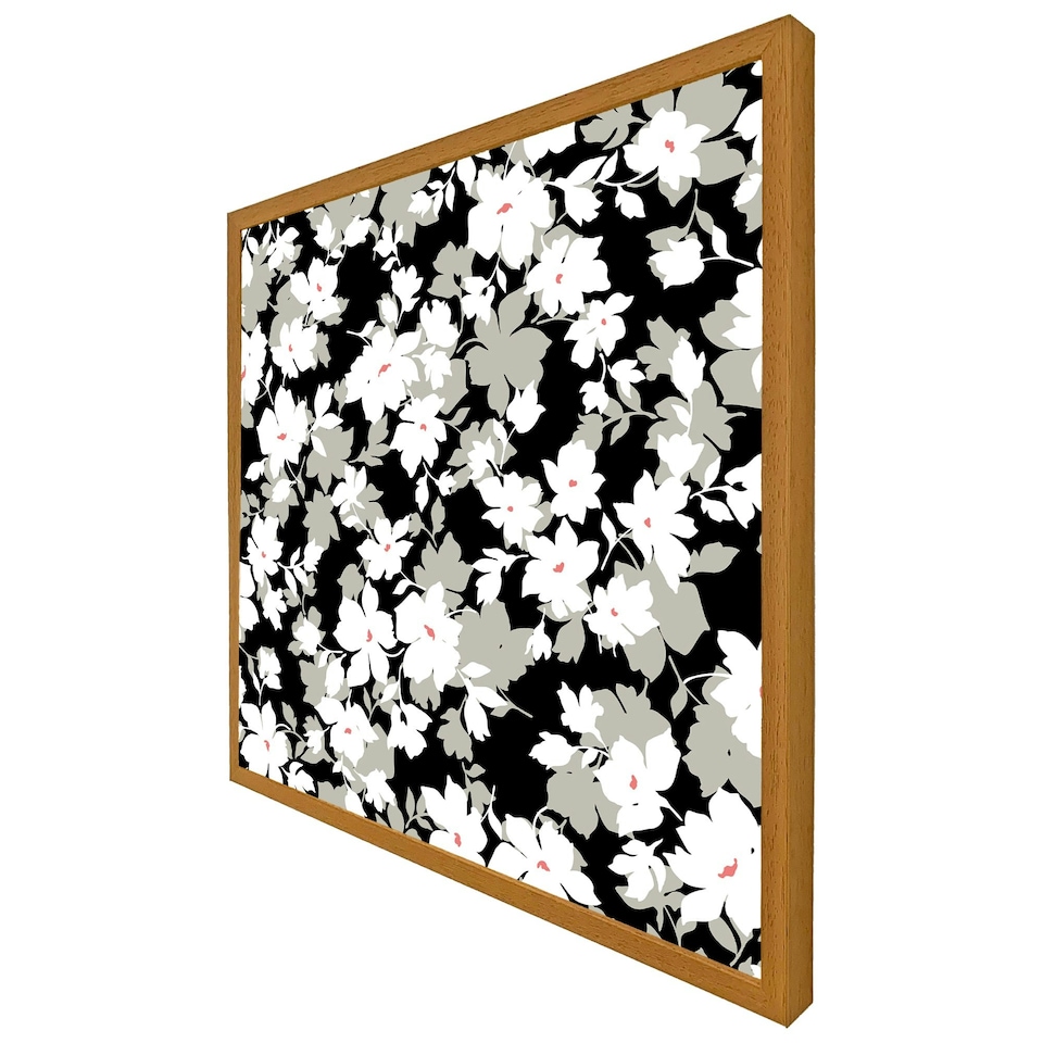 image 1 of Grey, white & black flowers (Picture Frame) Grey | L
