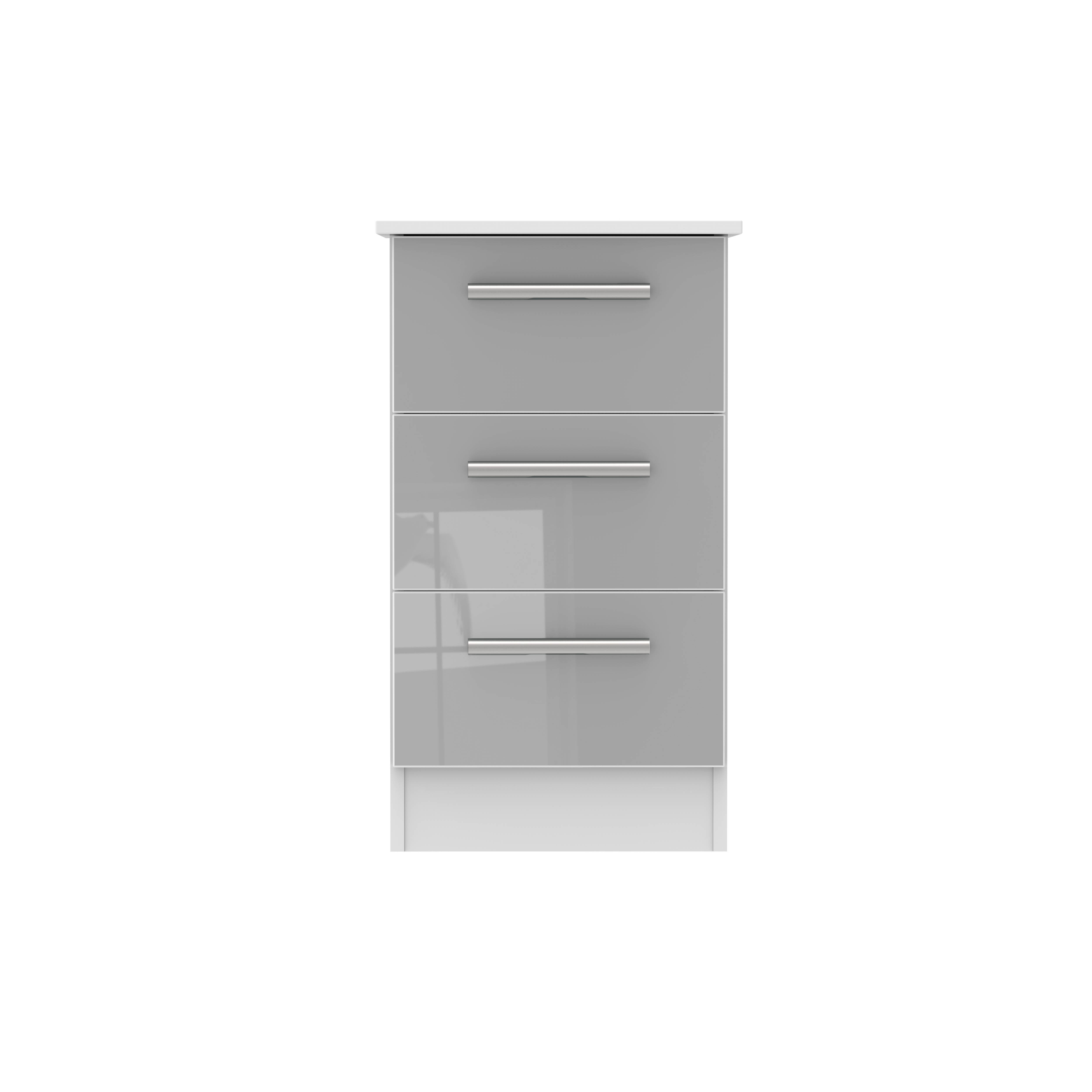 Trent 3 Drawer Bedside Cabinet in Grey Matt & White