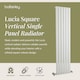 image 2 of Lucia Square Vertical Single Panel Radiator 1500 x 354mm - Satin White | White | Satin White | 1