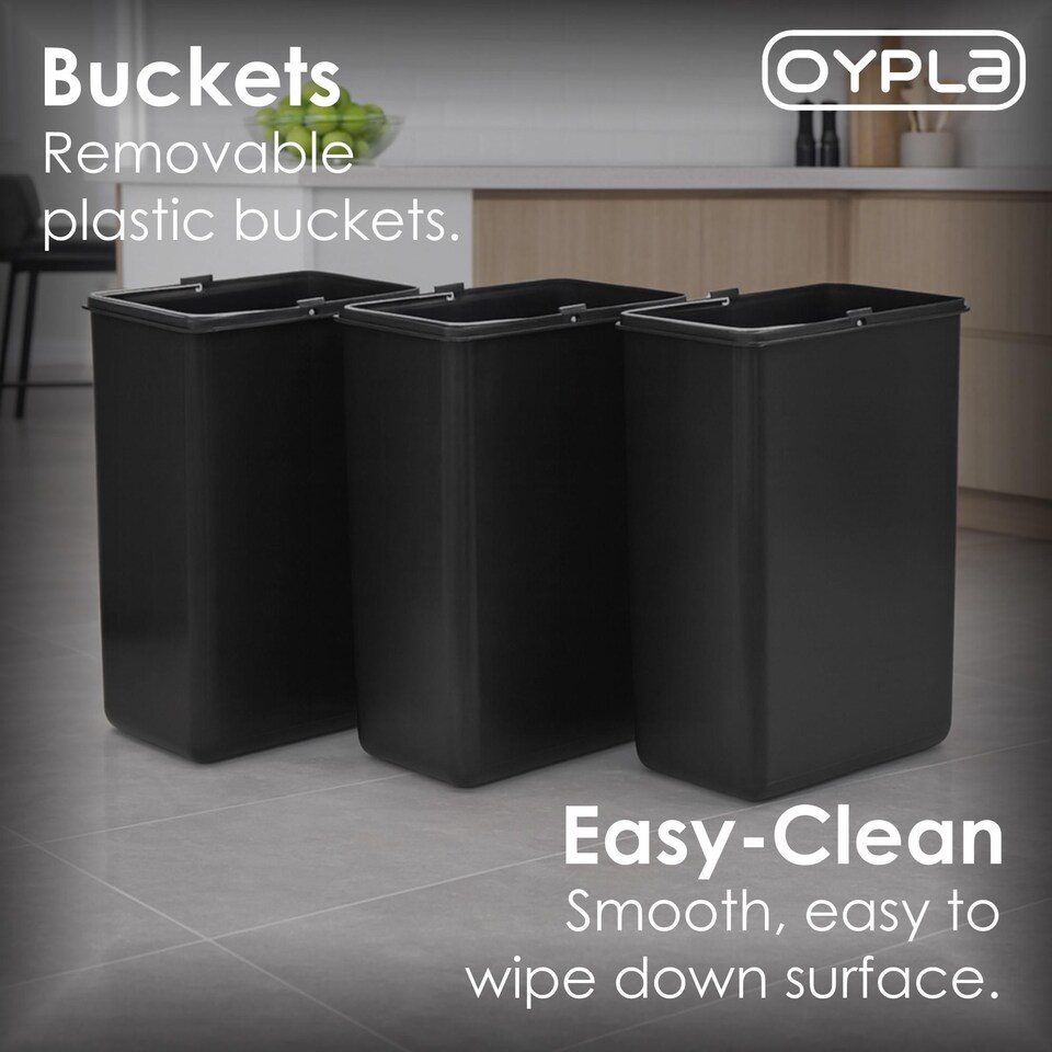 image 1 of 45L Stainless Steel Triple Compartment Pedal Kitchen Waste Bin | Silver