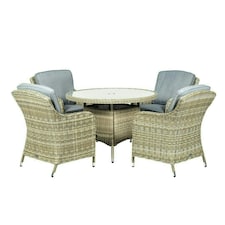 Wentworth 4 Seater Round Imperial Dining Set - Synthetic Rattan - H74 x W110 x L110 cm - Beige