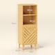 image 5 of HOMCOM Slim Bathroom Cabinet with Bamboo Door and Legs, Narrow Bathroom Storage Cabinet, Freestanding Storage Cupboard with Open Compartments, 32 x 30 x 90 cm, Natural Wood Finish