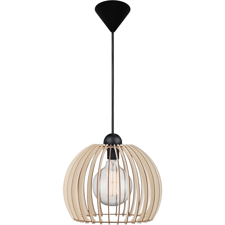 image 1 of Nordlux Chino Indoor Pendant Light Brown Wood E27 Slatted - Mains Powered, IP20