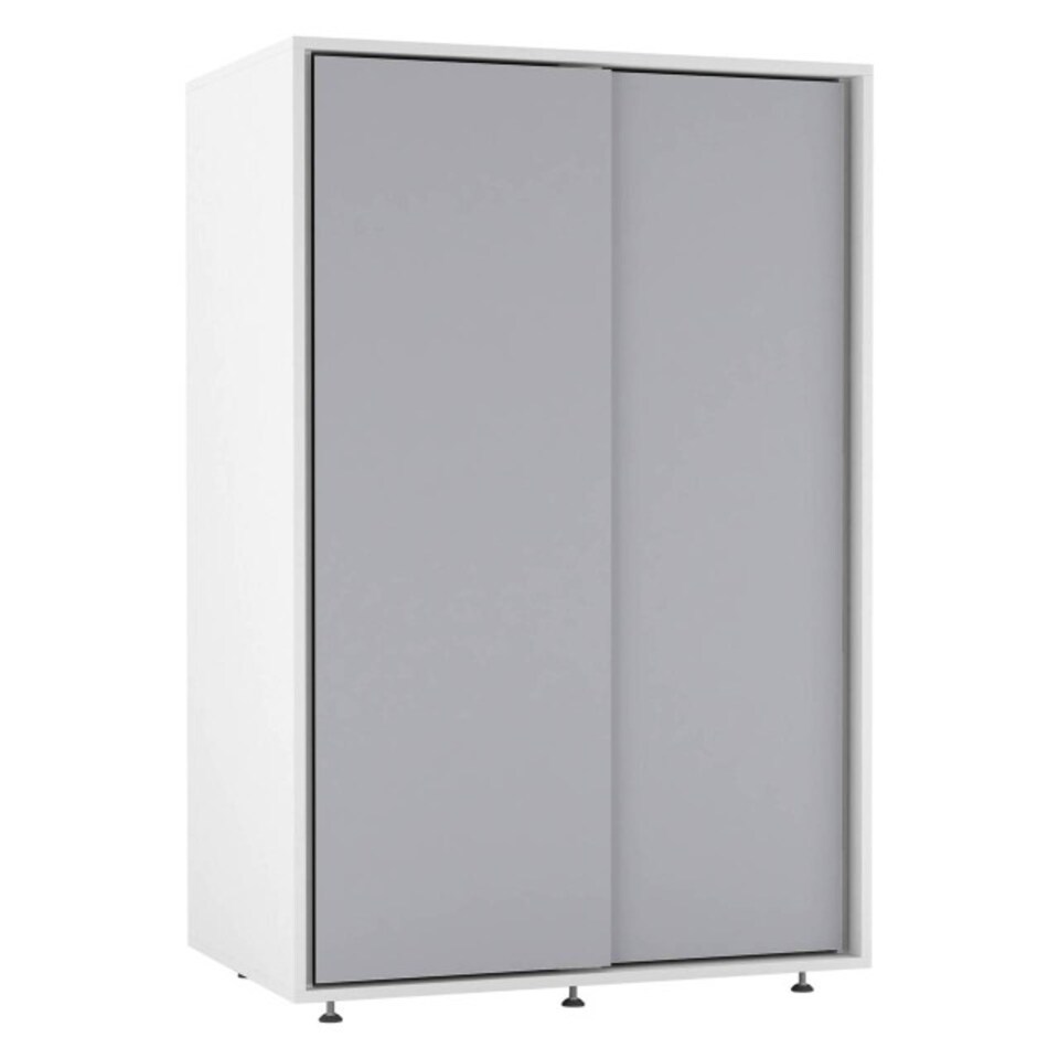 image 1 of URBNLIVING 2 Sliding Door Wardrobe 120cm Freestanding Unit | Multi | White Carcass + Grey Doors | 1