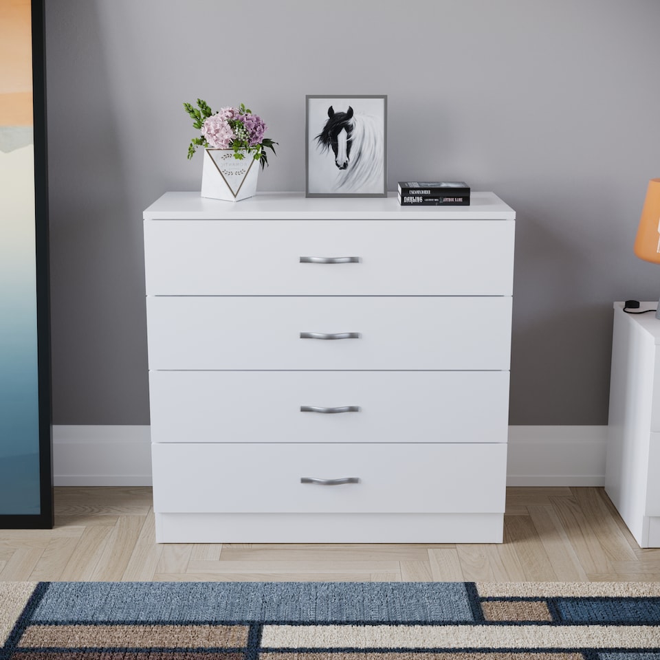 image 1 of Vida Designs Riano 4 Drawer Chest of Drawers Bedroom Storage, White