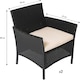 image 4 of Straame 4PC Rattan Garden Furniture Set with Table, 2 Cushioned Chairs & Double Sofa, (Black) Black