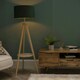image 2 of ValueLights Morrigan Wooden Tripod Floor Lamp Forest Green Shade Green