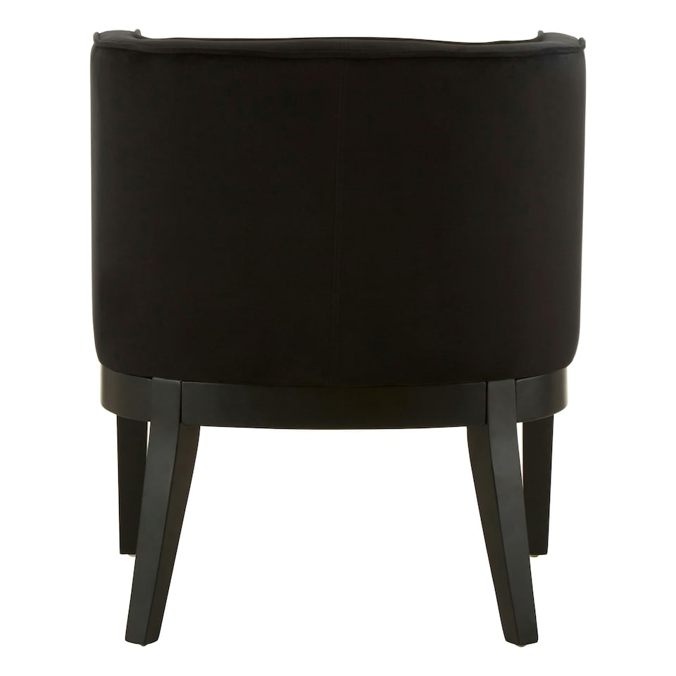 image 1 of Interiors by Premier Black Velvet Chair, Supportive Backrest Lounge Chair, Easy to Clean Velvet Accent Chair, Space-Saving Small Chair