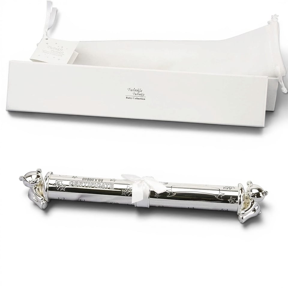 Widdop Gifts Twinkle Silver Plated Birth Certificate Tube