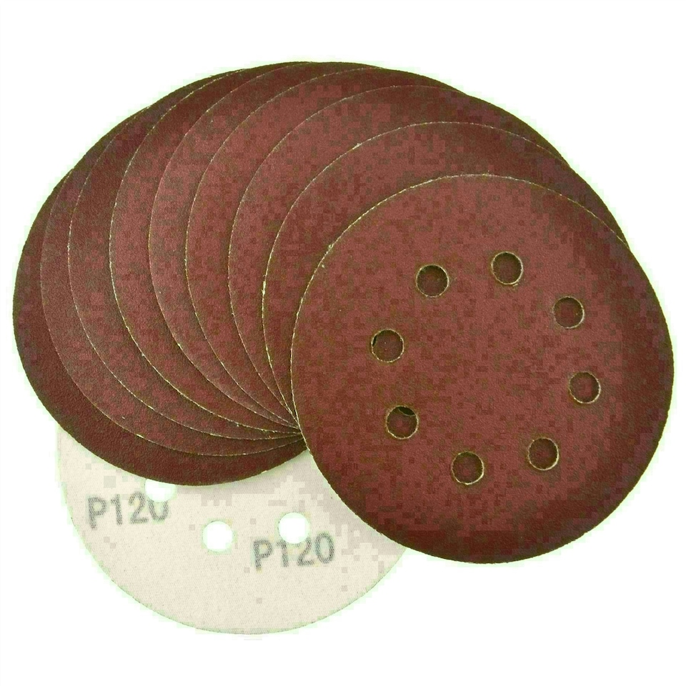image 1 of Hook/Loop Sanding Abrasive Discs Orbital DA Palm Sander 125mm 120 Grit 10 Pk