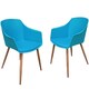 image 1 of Set of 2 Eden Modern Dining Chairs, Faux Leather Padded Cushion & Solid Wooden Legs Blue