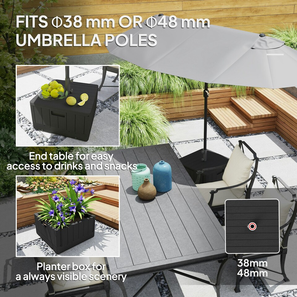 image 1 of Outsunny Garden Parasol Base, Sand/Water Filled Garden Umbrella Stand, Black