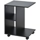 image 6 of C-Shape End Table Unique Storage Unit w/ 2 Shelves 4 Wheels Home Office Grey
