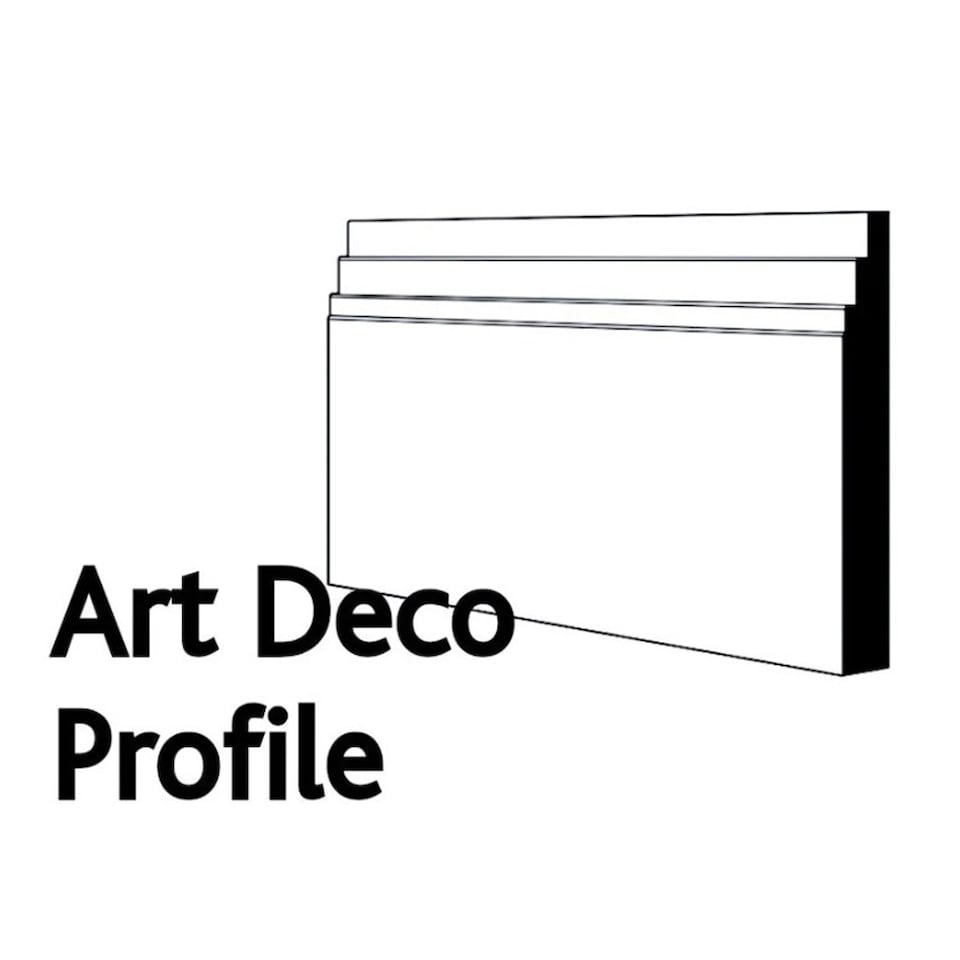 image 1 of PACK OF 15 (Total 15 Units) - 25mm x 194mm White Primed Art Deco MDF Skirting Board - 4200mm Length