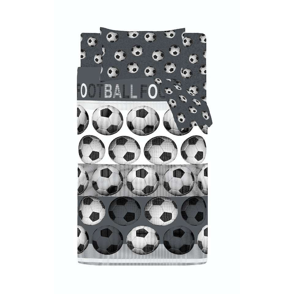 image 1 of Catherine Lansfield Football Reversible Duvet Cover Set | Grey | Single