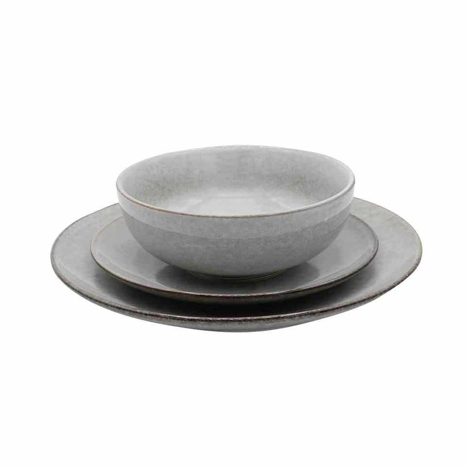 image 1 of Cooks Professional Nordic Stoneware 20cm Pasta Bowls | Set of 4 | Reactive Glaze | Grey