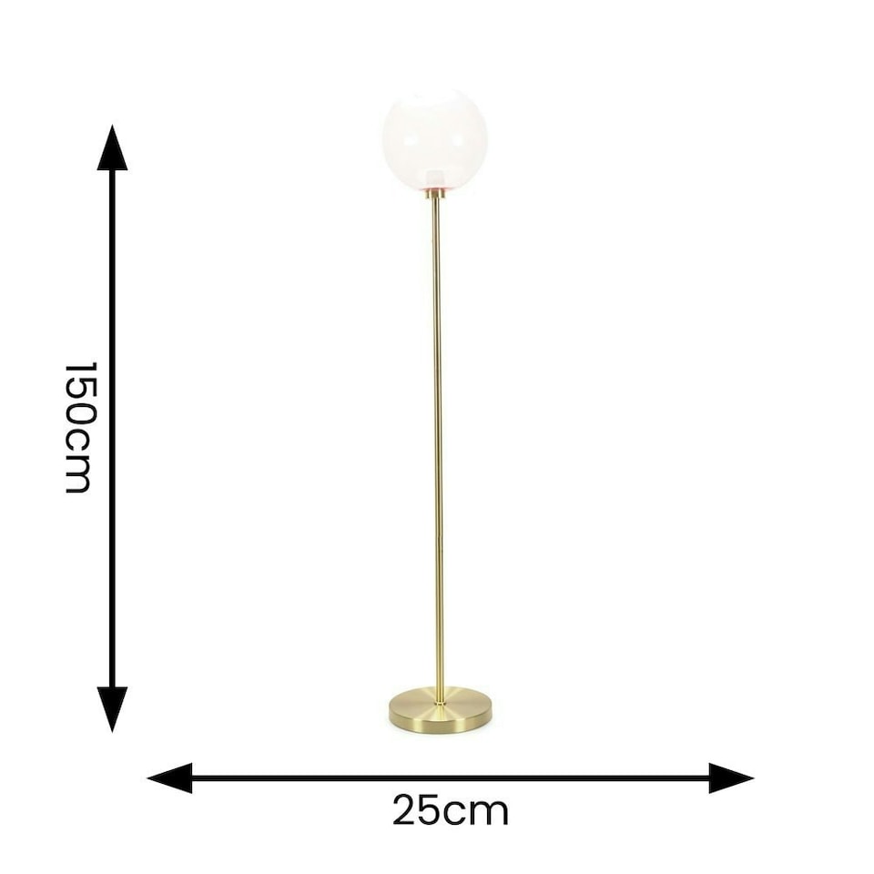 image 1 of ValueLights Frenchie Pink Tinted Glass Globe Gold Stem Floor Lamp | Gold