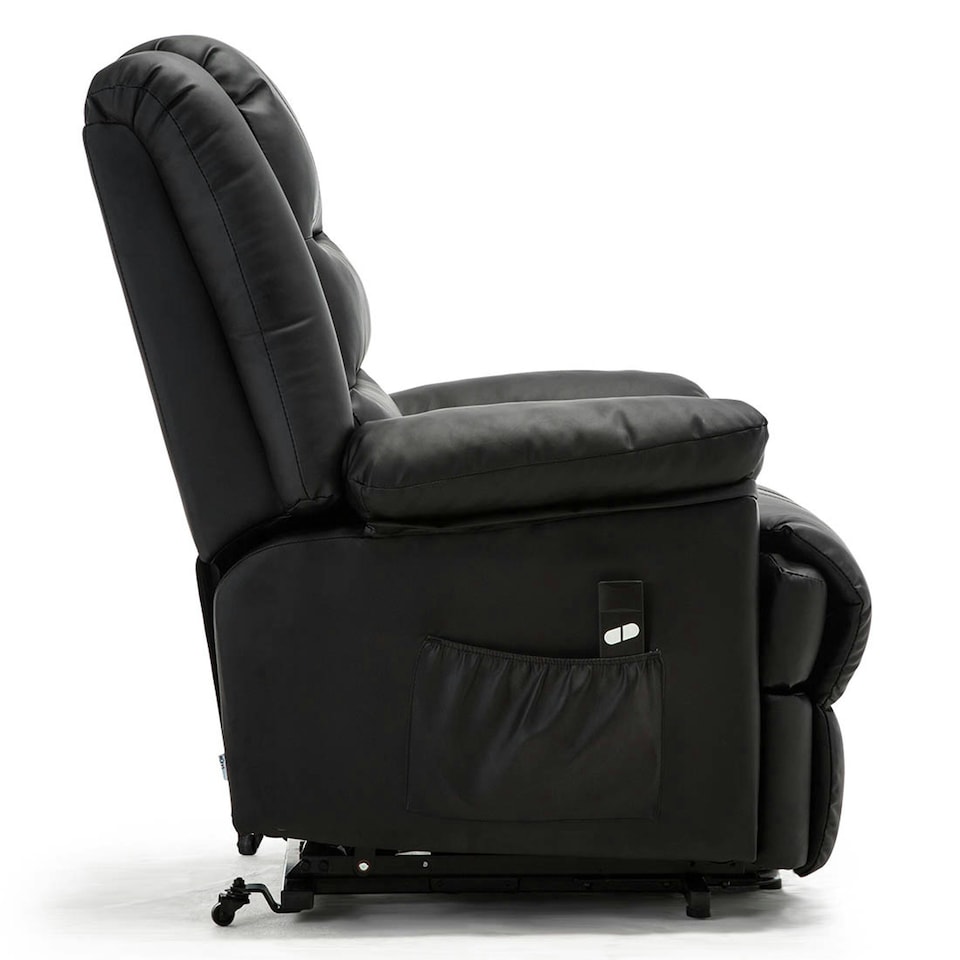 image 1 of Loxley Single Motor Electric Rise Recliner Bonded Leather Lift Chair (Black)