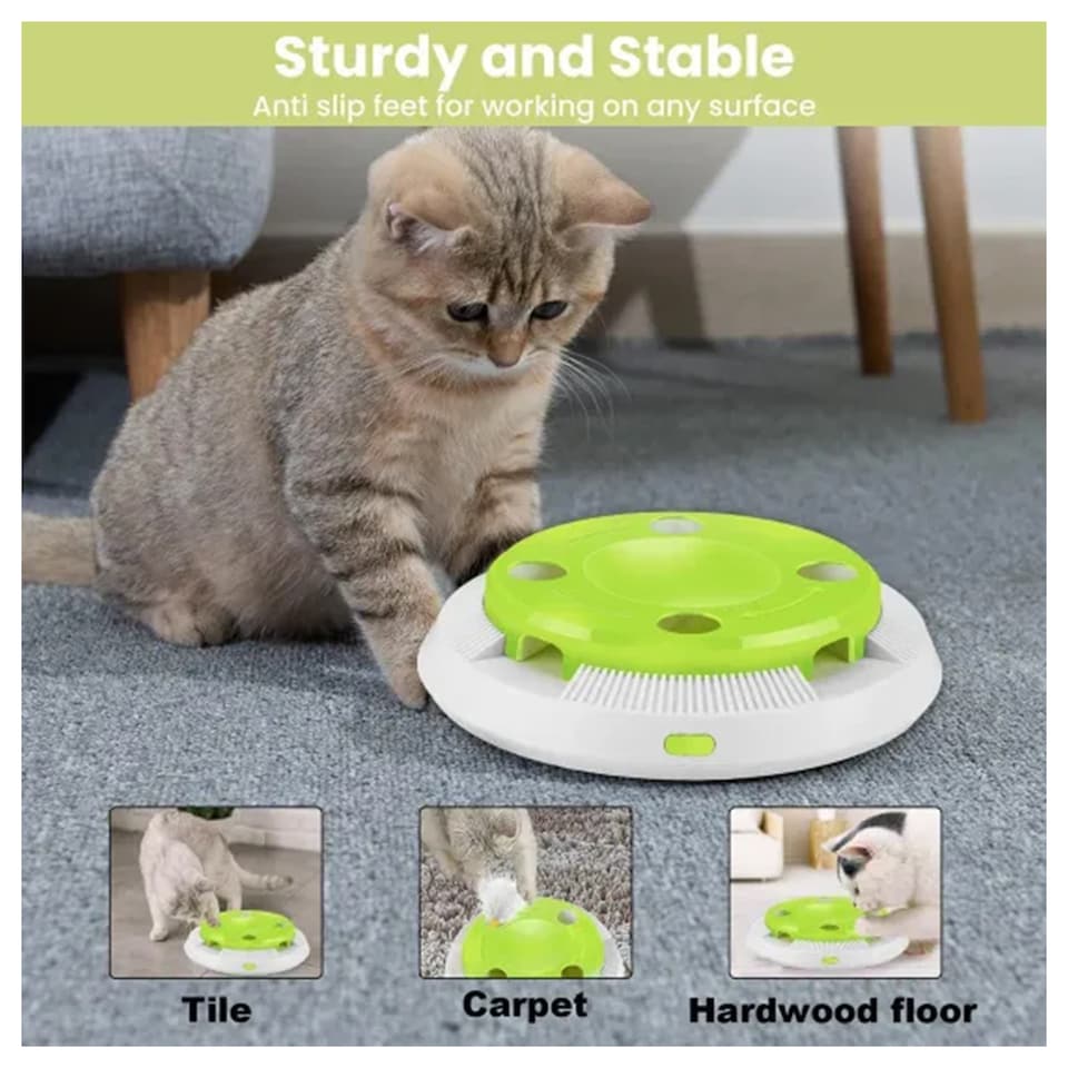 image 1 of 8 Hole Cat Whack-A-Mole Interactive Toy with Feather Mouse