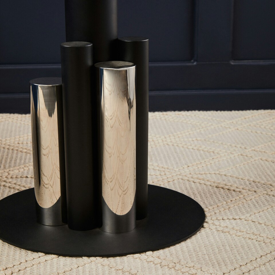 image 1 of Interiors by Premier Glass Silver And Black Base Side Table Black