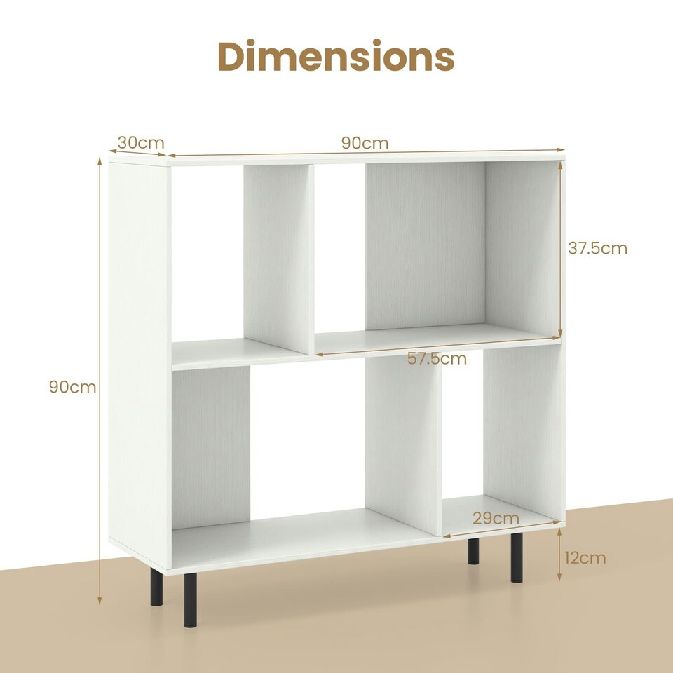 image 1 of COSTWAY Open Shelf Bookcase Cube Bookshelf White White