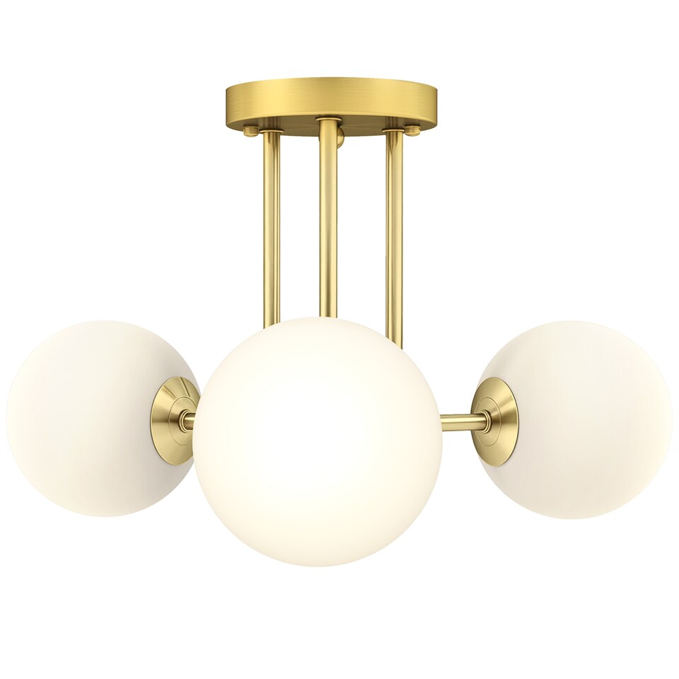 image 1 of HOMCOM LED Ceiling Light with Globe Shades, Modern 3-Light Ceiling Light with G9 Sockets for Living Room, Bedroom, Dining Room, Bulbs Not Included, Gold Tone