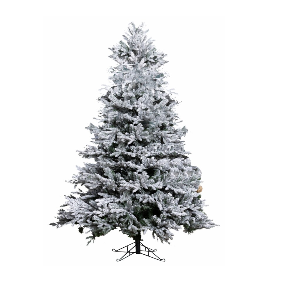 image 1 of Abrihome 7ft Noble Fir Christmas Tree with 1,074 Branch Tips, Snow Covered Artificial Xmas Tree