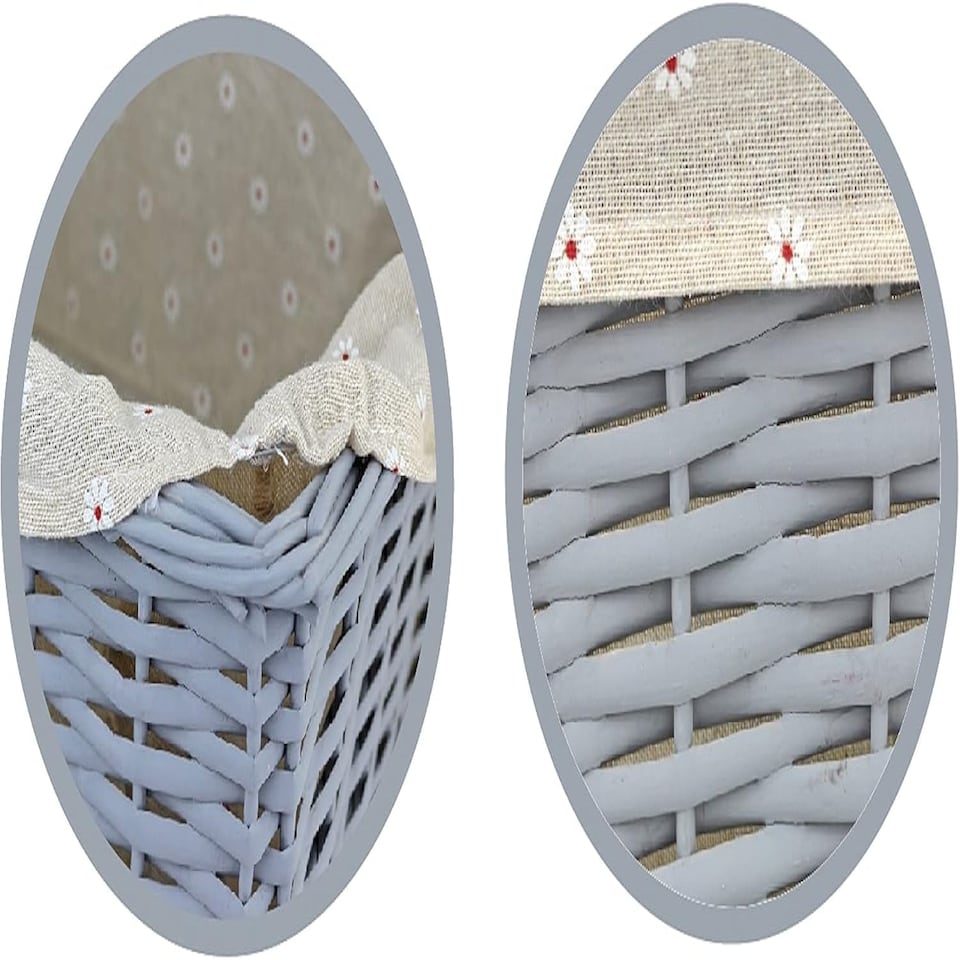 image 1 of Marco Paul Set of 3 Grey Storage Baskets Decorative Storage Boxes Wicker Basket Grey