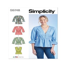 Simplicity 9748 Paper Sewing Pattern – Women’s Top, Size U5 (16–18–20–22–24), Intermediate