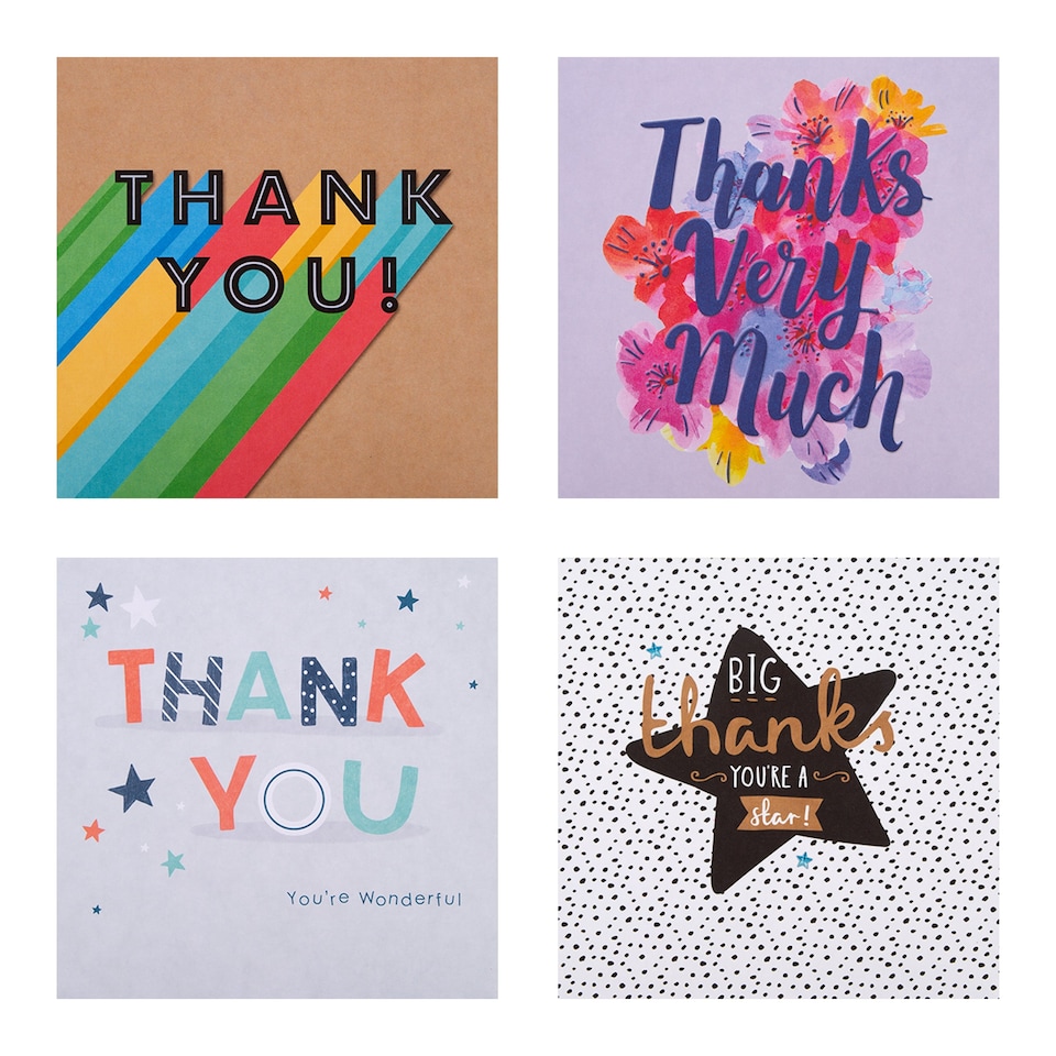 image 1 of Hallmark Pack Of 20 Thank You Cards - 4 Fun Designs