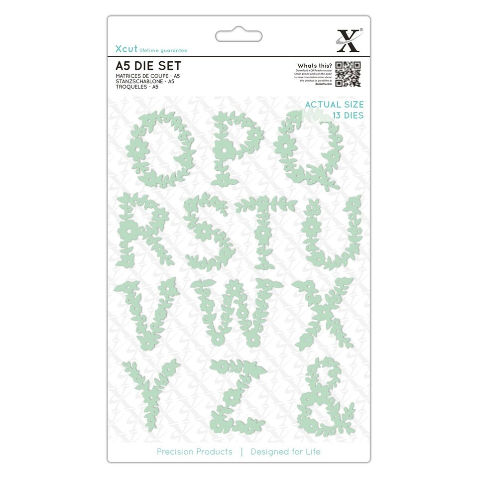 Xcut Dies - Floral Alphabet O - Z, Silver, A5