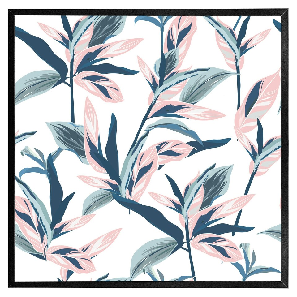 image 1 of Winter pink & blue flowers (Picture Frame) Brown | XS