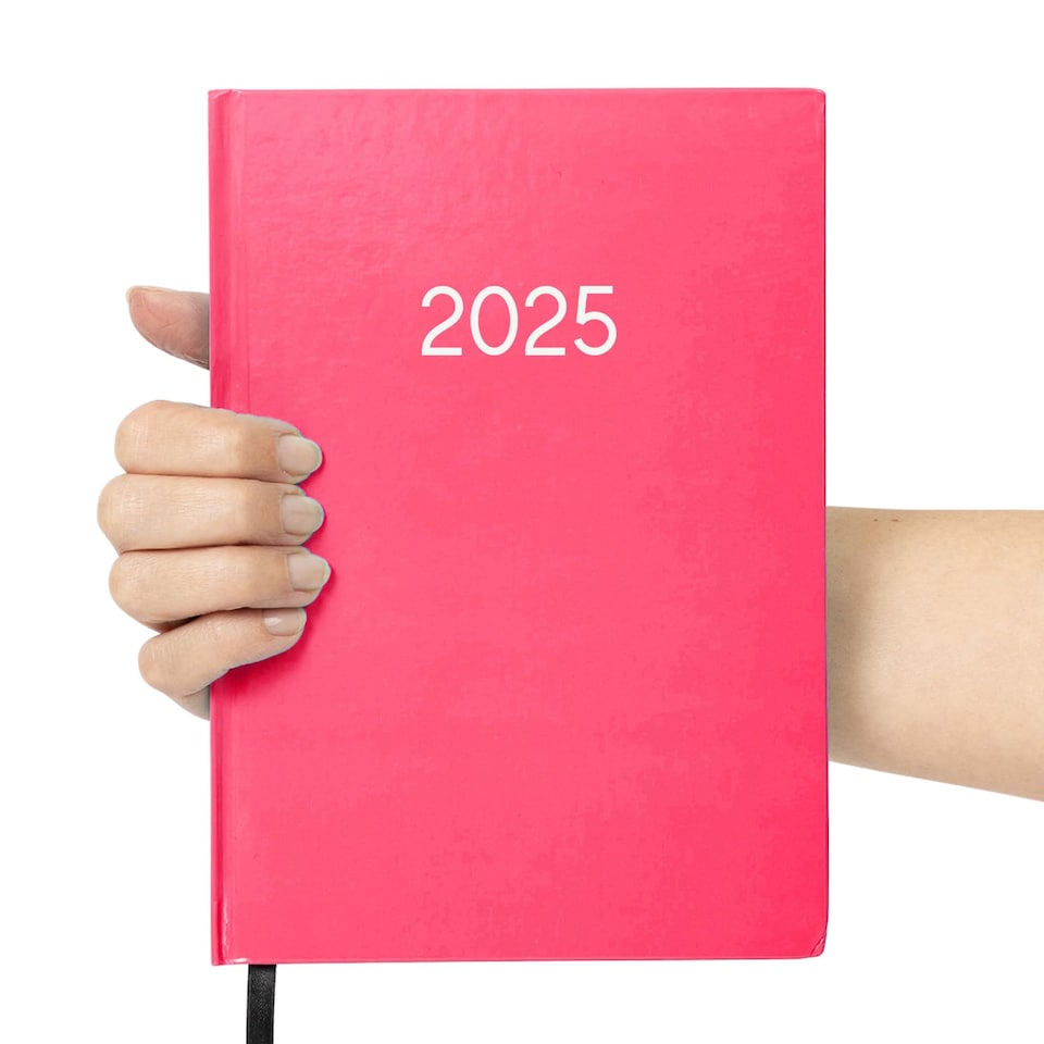 image 1 of 2027 Diary A5 Week to View - Hardback Planner Organiser with Ribbon Bookmark - Weekly Appointment Journal Notebook (Cerise) | Pink | Cerise