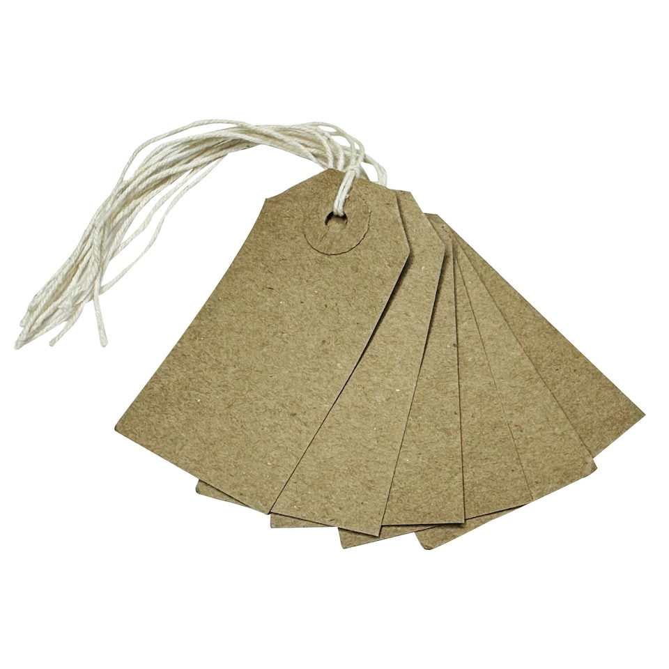 image 1 of Box of 1000 Brown Buff Strung Tags 70mm x 35mm