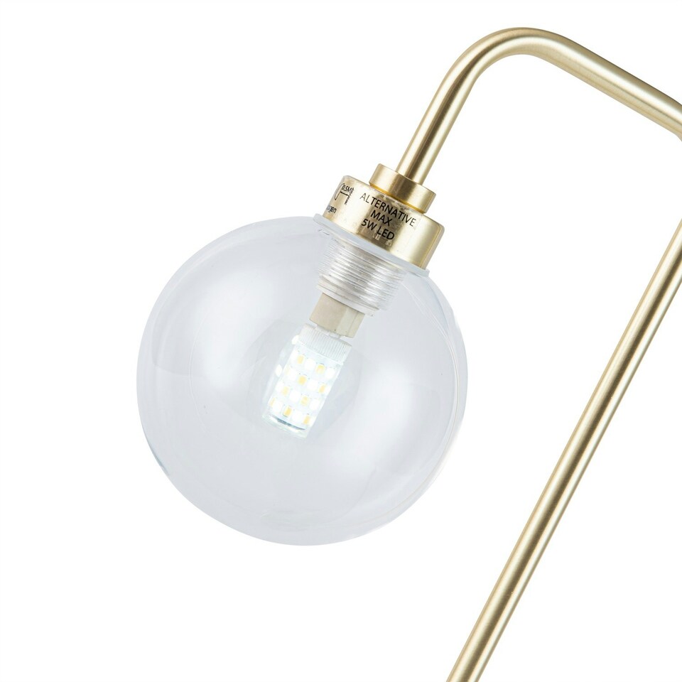 image 1 of First Choice Lighting Toner Satin Brass with Clear Glass Globe Table Lamp Bronze | Clear