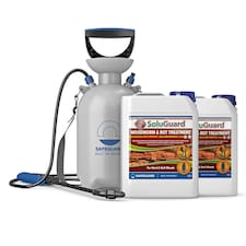 Soluguard Woodworm and Rot Treatment (2x5L Clear & Sprayer) Ready for Use Woodworm Killer