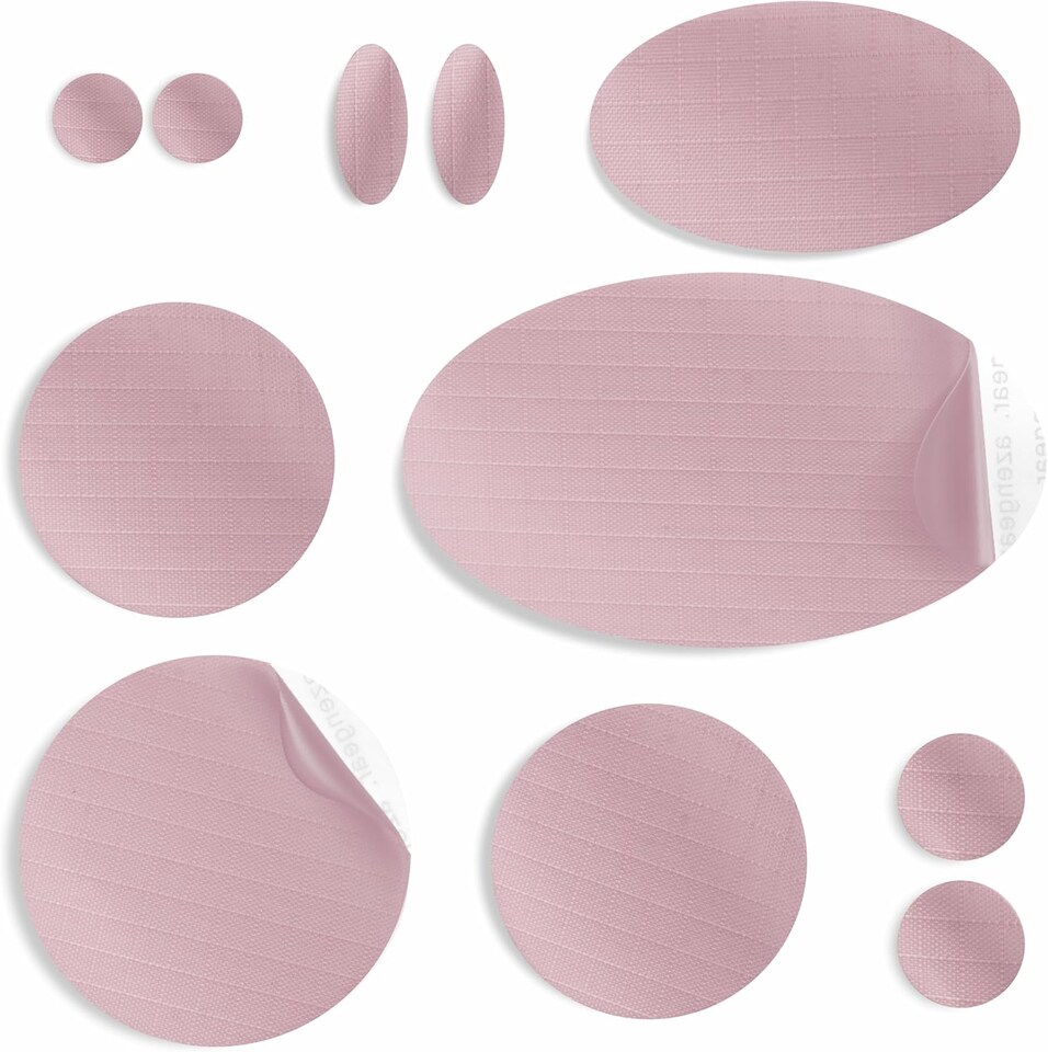 image 1 of aZengear Self-Adhesive Repair Patches for Jackets, Tent, Shoe, Gear - Waterproof, Tear-Cold-Resistant (11 Pieces, Dusty Rose)