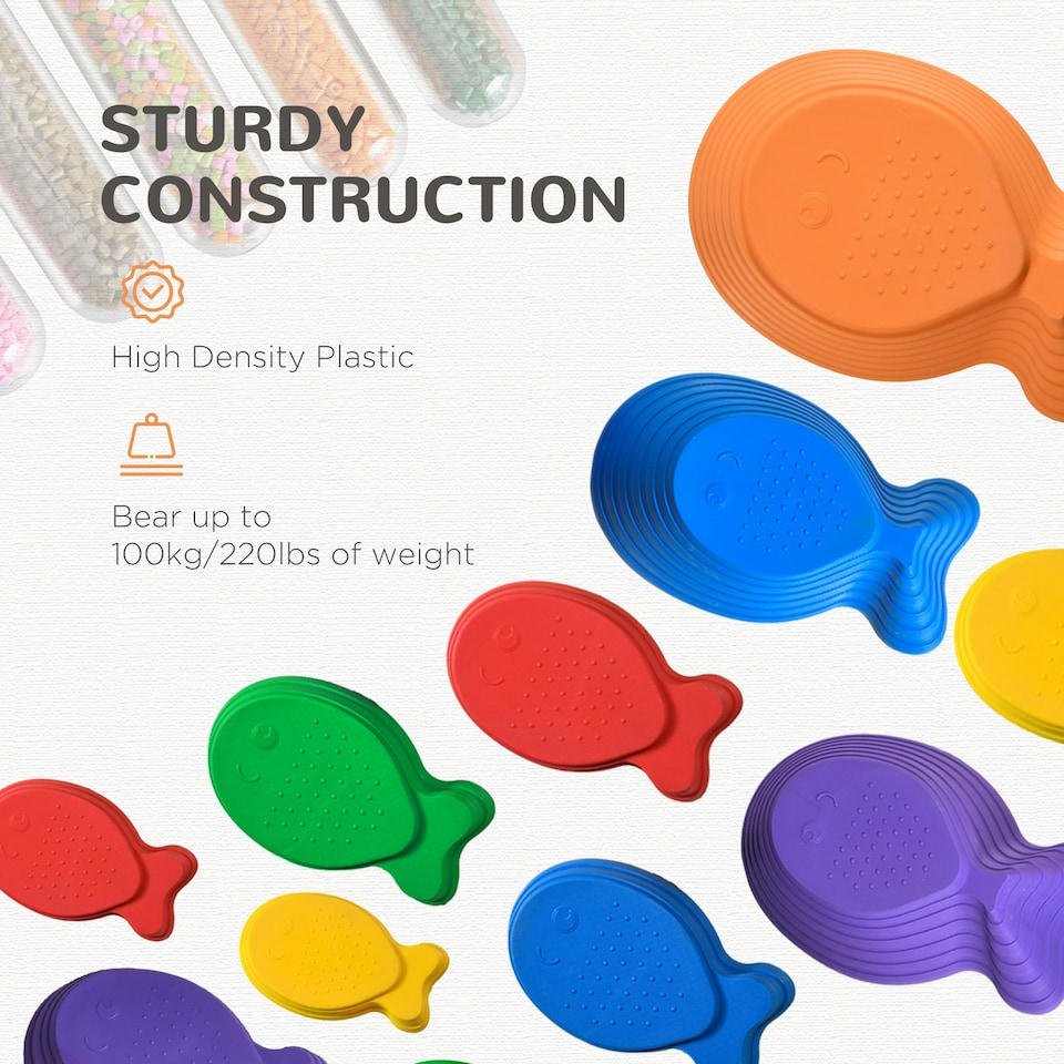 image 1 of Outsunny Kids Balance Stepping Stones - Multicoloured