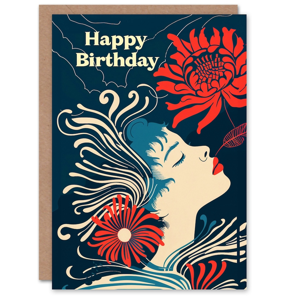 image 1 of Chrysanthemum Abstract Portrait Design Woman Her Birthday Card